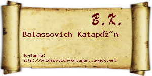 Balassovich Katapán névjegykártya